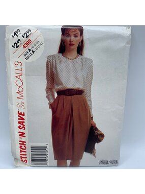 McCall's Misses Blouse Shirt Skirt Sewing Pattern Size 10 12 14 4395 Uncut 1980s